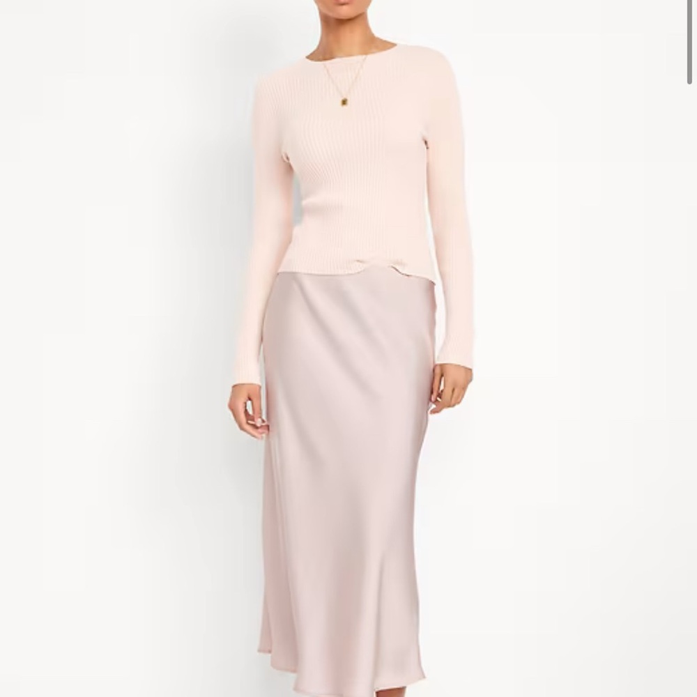 Old Navy Tan Satin Midi Skirt size XS NWOT